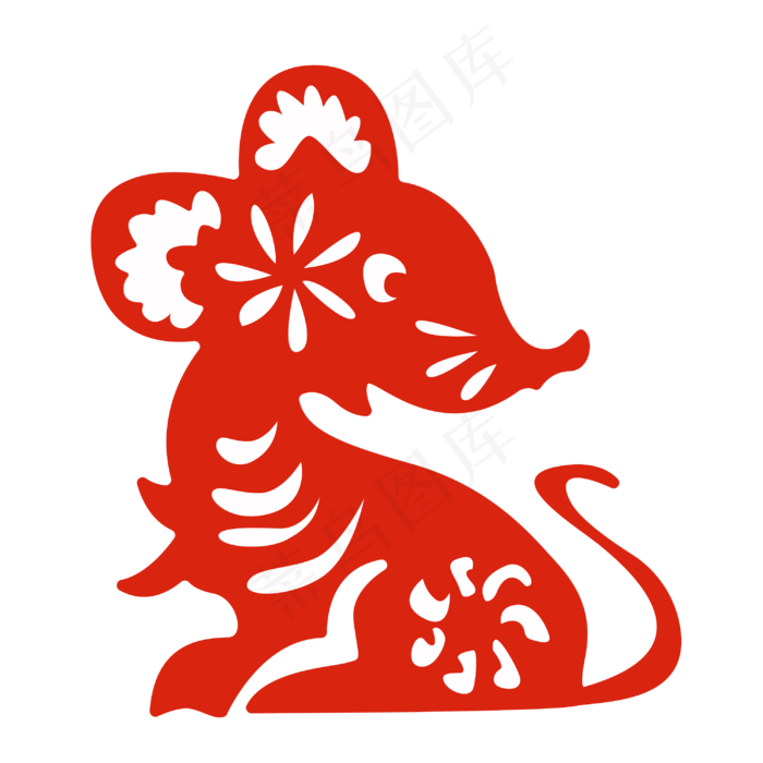 喜庆鼠年剪纸,免抠元素(2698X2131(DPI:300))ai矢量模版下载