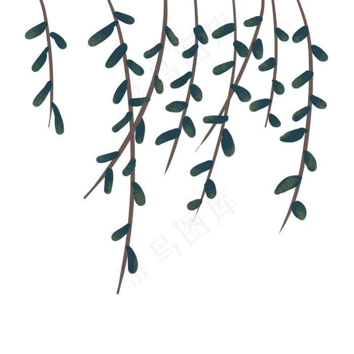 春天里发芽的柳枝柳叶(3000X3000(DPI:300))psd模版下载