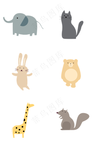 可爱卡通动物套图,免抠元素