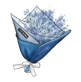 手绘蓝色清新满天星,免抠元素