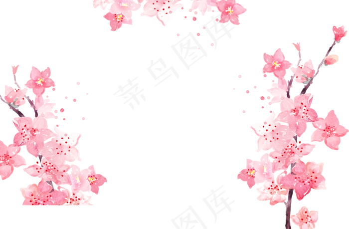 手绘粉色桃花花瓣元素素材,免抠元素(5000*3279px 300 dpi )psd模版下载
