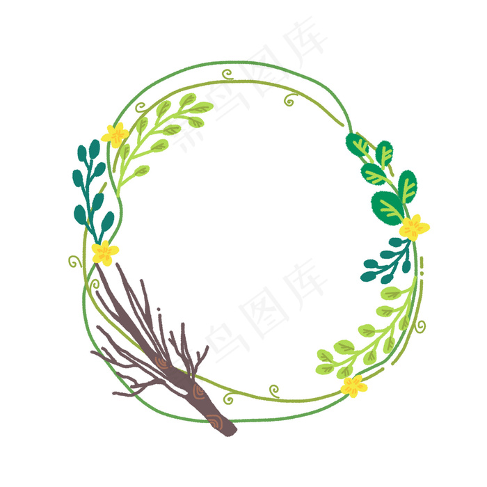 枝条花藤卡通插画