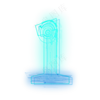 科技线条蓝色绿色数字1