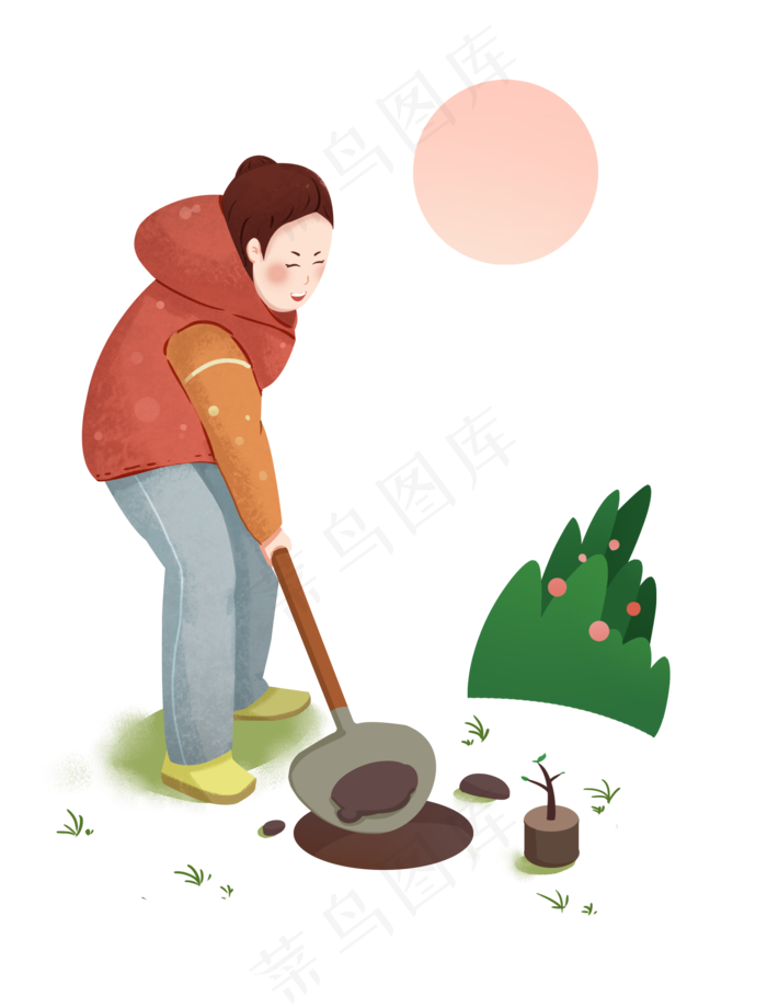 植树节种树的女孩