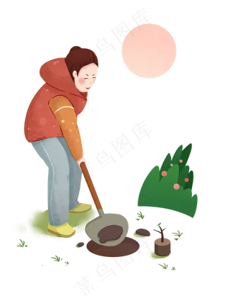 植树节种树的女孩