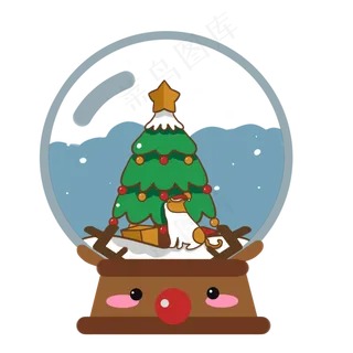 圣诞节水晶球手绘免扣图,免抠元素