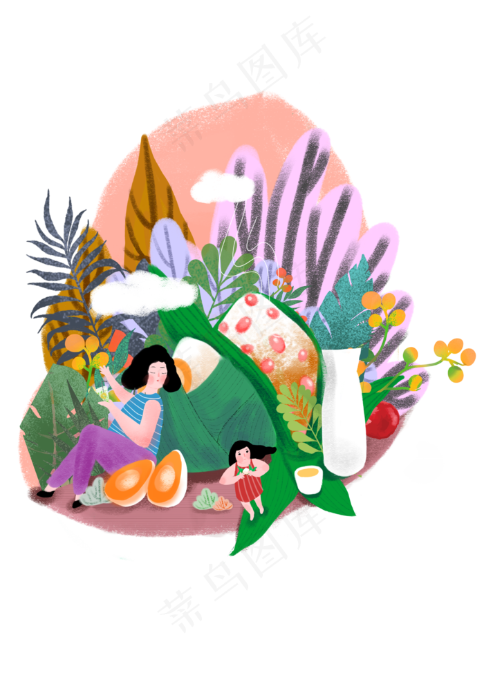 端午节多彩风景人物画