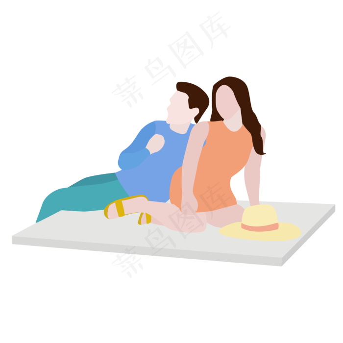 石板上休息的情侣矢量素材