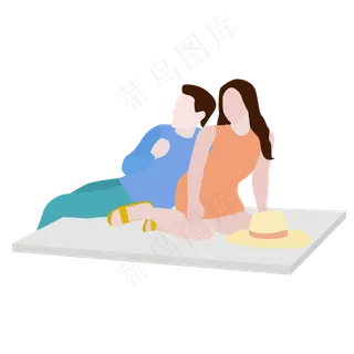 石板上休息的情侣矢量素材