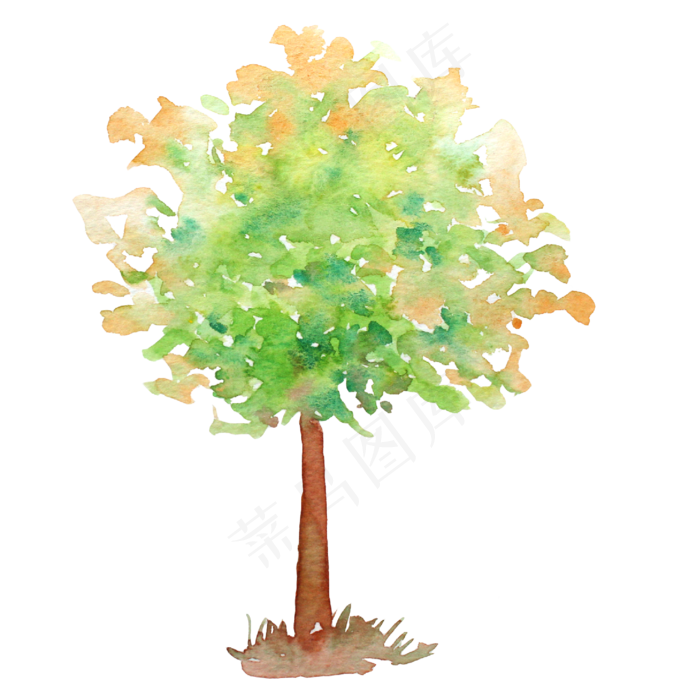 立秋秋天水彩小树