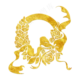 中国风传统烫金鲜花花纹装饰图之