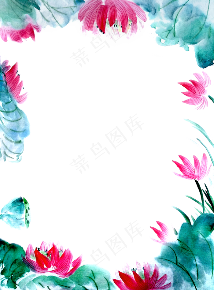 婚礼荷花莲花装饰花框中国风古典