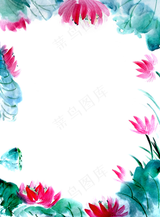 婚礼荷花莲花装饰花框中国风古典