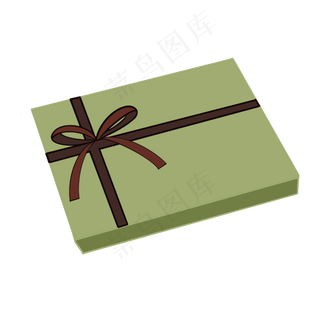 棕色丝带蝴蝶结装饰长扁礼品盒P