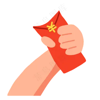 红色通用一只手拿红包,免抠元素