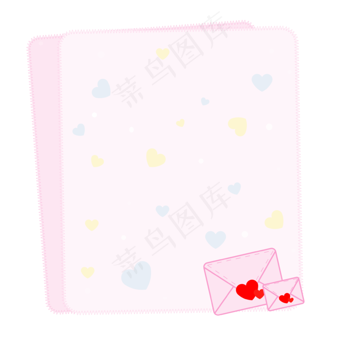情人节可爱粉爱情信纸信封表白矢(3543*3543px 300 dpi )ai矢量模版下载