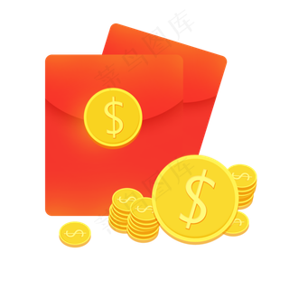 新年金色系矢量商业红包金币免抠,免抠元素