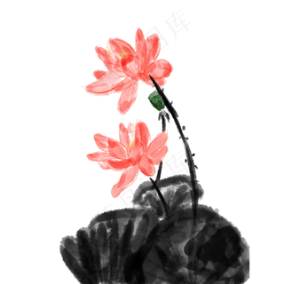 水墨中国风荷花荷叶元素