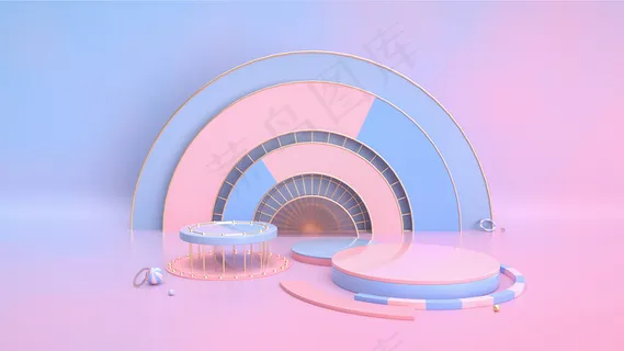 C4D粉色春季上新banner