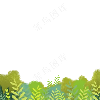 手绘大自然绿色小草,免抠元素