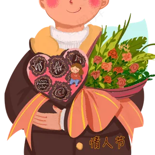情人节巧克力鲜花甜品2月14PNG