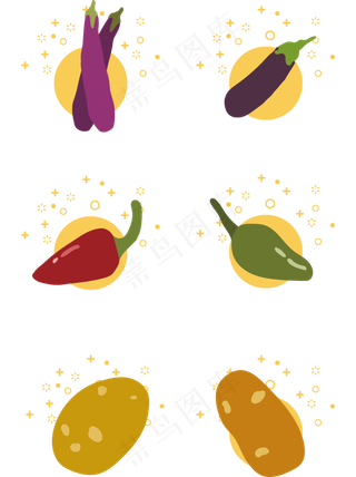 简约卡通立秋处暑农作物图形元素