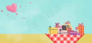 感恩节卡通手绘蓝色banner