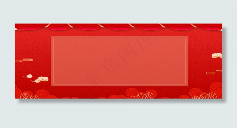 中国风屋檐梅花祥云图案电商海报背景图