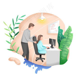 商务办公绿植噪点风格,免抠元素