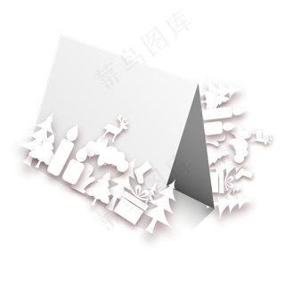 圣诞节贺卡立体剪纸装饰,免抠元素