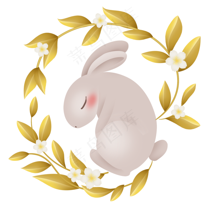 中秋节玉兔和金叶子(2000X2000(DPI:300))psd模版下载