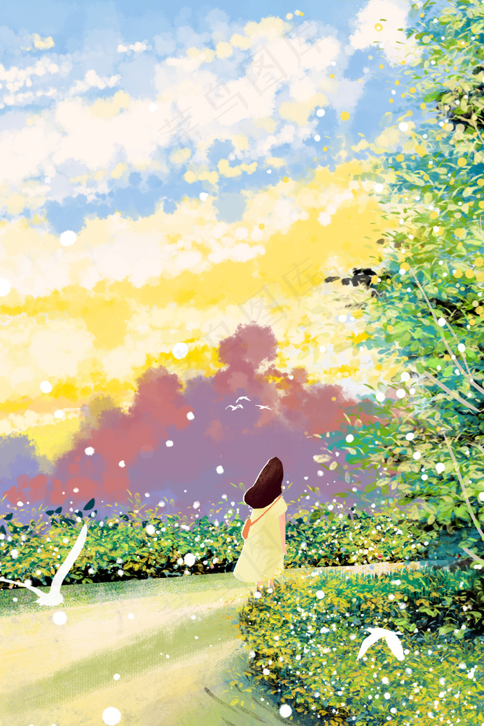 天空太阳落山云朵唯美治愈(3545*5315px 300 dpi )psd模版下载