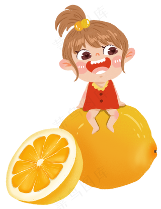 黄色小清新柠檬女孩