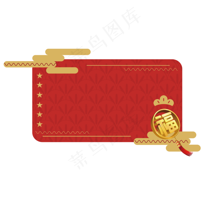 春节新年中国风红色矢量边框,免抠元素