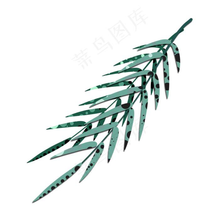 波点装饰植物趣味柳叶枝(2000X2000(DPI:300))psd模版下载