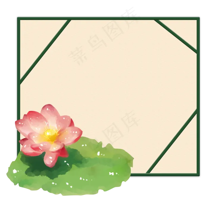 手绘多边形荷花边框(2000X2000(DPI:300))psd模版下载