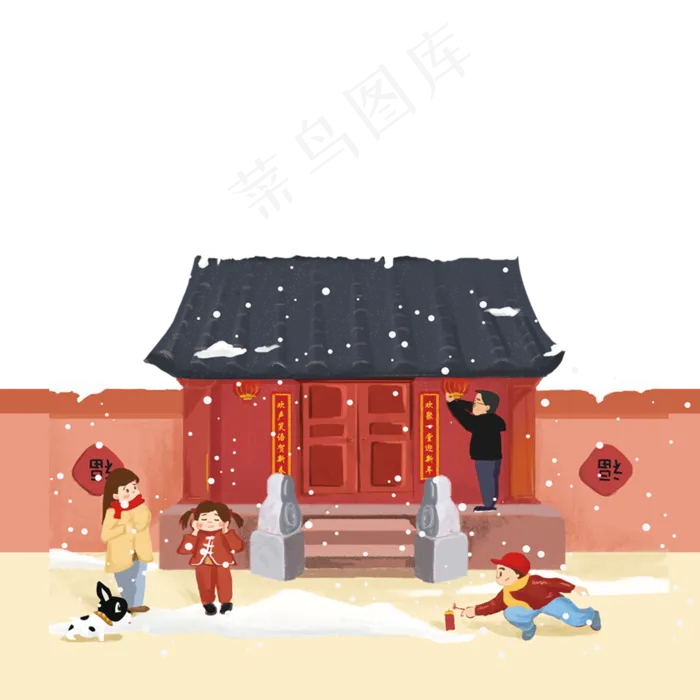 春节喜庆冬天场景,免抠元素(2000*2000px 300 dpi )