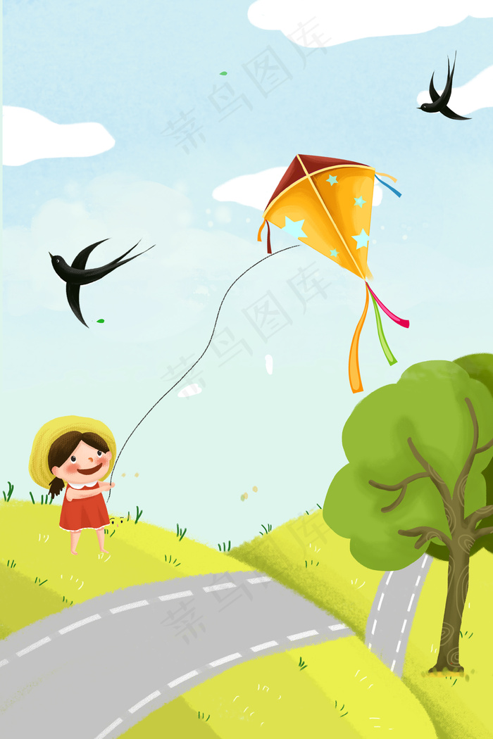 清明节春游放风筝海报