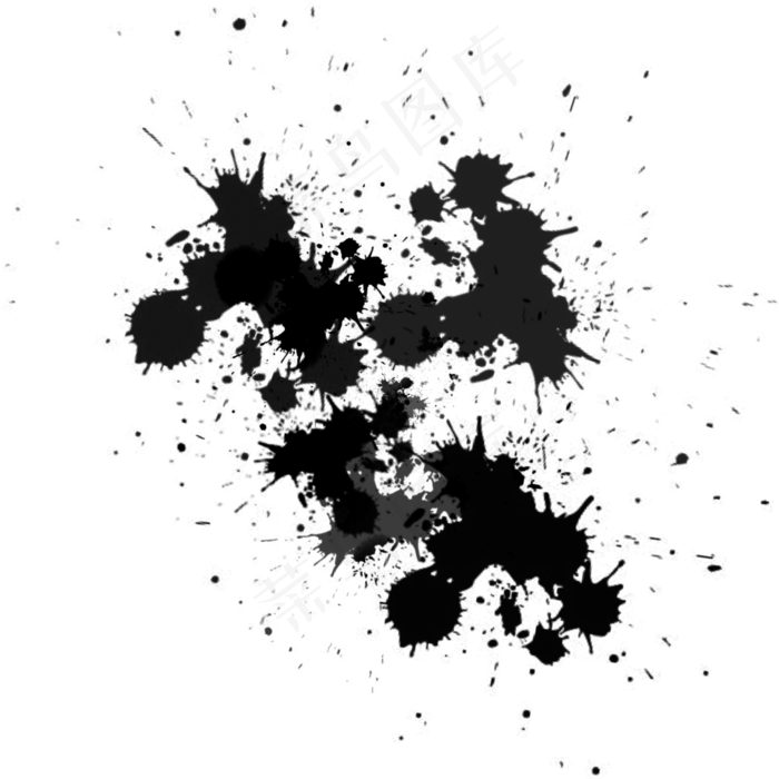 中国风黑色毛笔墨迹效果(2000X2000(DPI:72))psd模版下载