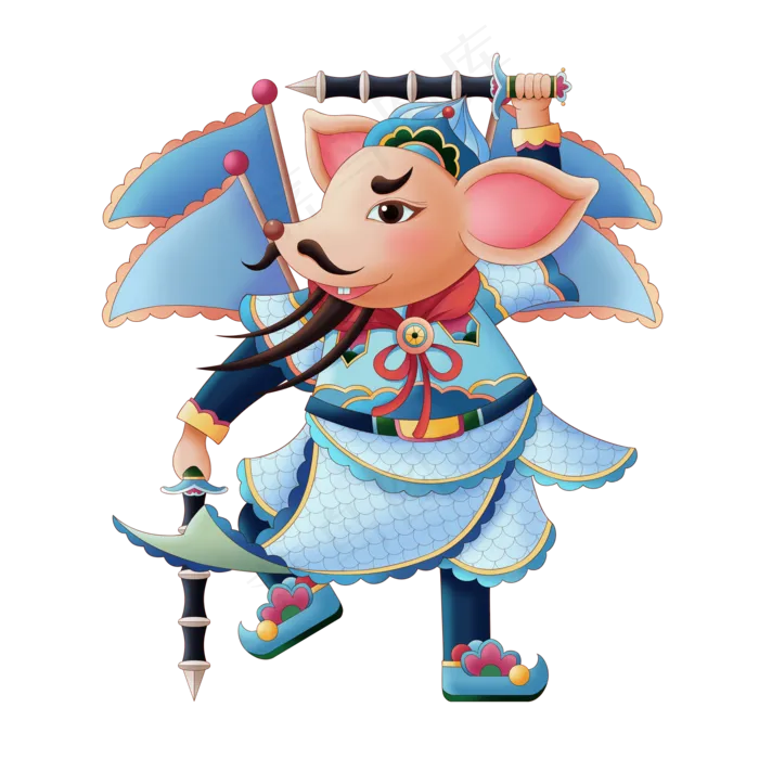 2020鼠年门神可爱萌老鼠新年新春,免抠元素(3500X3500(DPI:300))psd模版下载