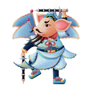 2020鼠年门神可爱萌老鼠新年新春,免抠元素