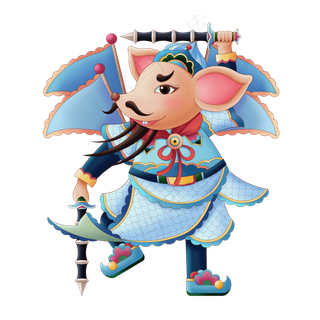 2020鼠年门神可爱萌老鼠新年新春,免抠元素