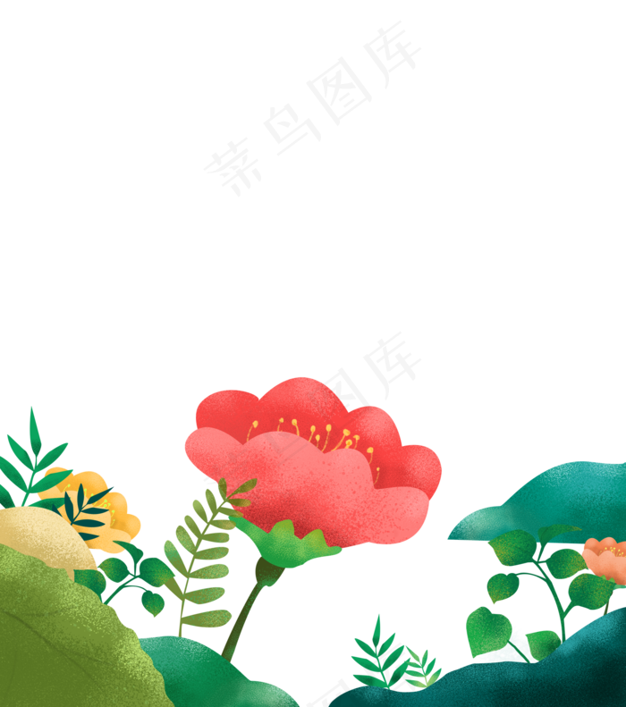 立春手绘花草植物png素材,免抠元素