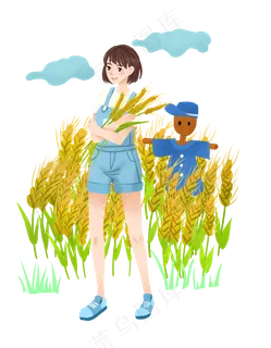 稻草人农家女收麦