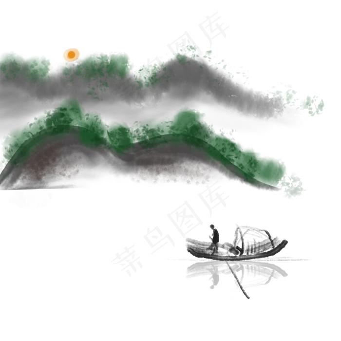中国风水墨写意风景(3000X3000(DPI:300))psd模版下载