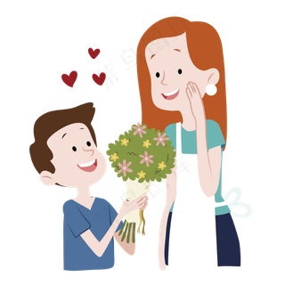 送花给妈妈的儿子矢量素材