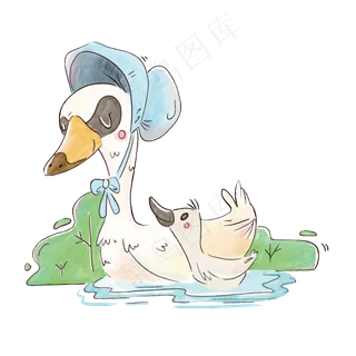 卡通鸭子母亲节主题两三次