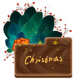 圣诞节木纹圆形植物方形按钮文字,免抠元素