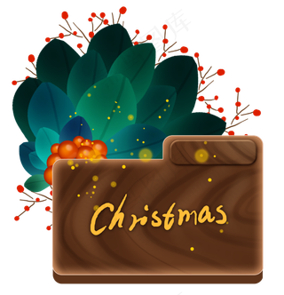 圣诞节木纹圆形植物方形按钮文字,免抠元素