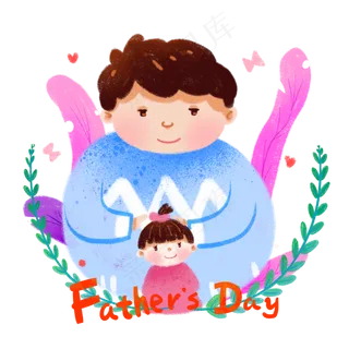 父亲节卡通夸张风温馨扎头发的父